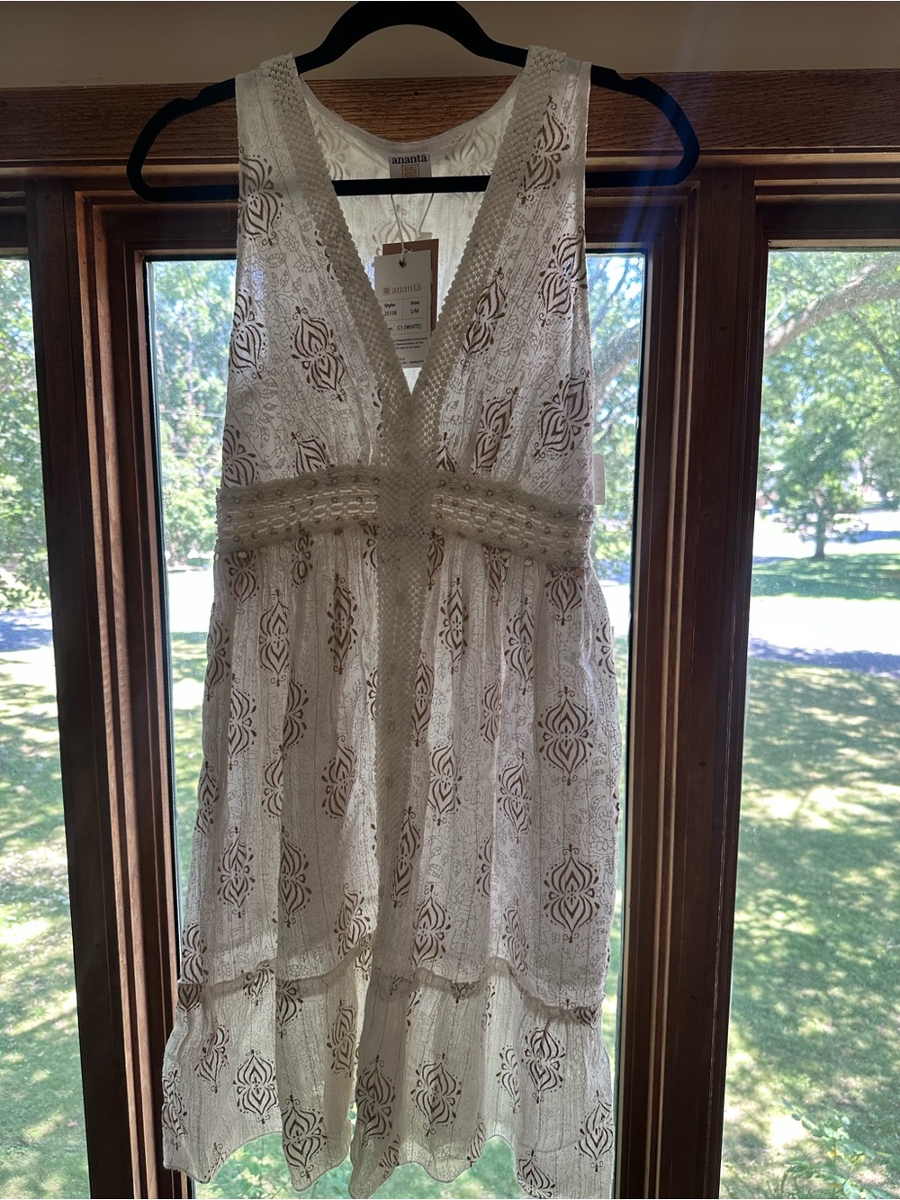 NWT anantā white and gold dress